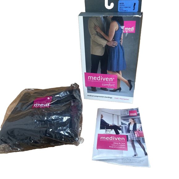 Mediven Comfort Black Pantyhose Closed Toe Compression Stockings 15-20 Size 3 - Picture 7 of 8